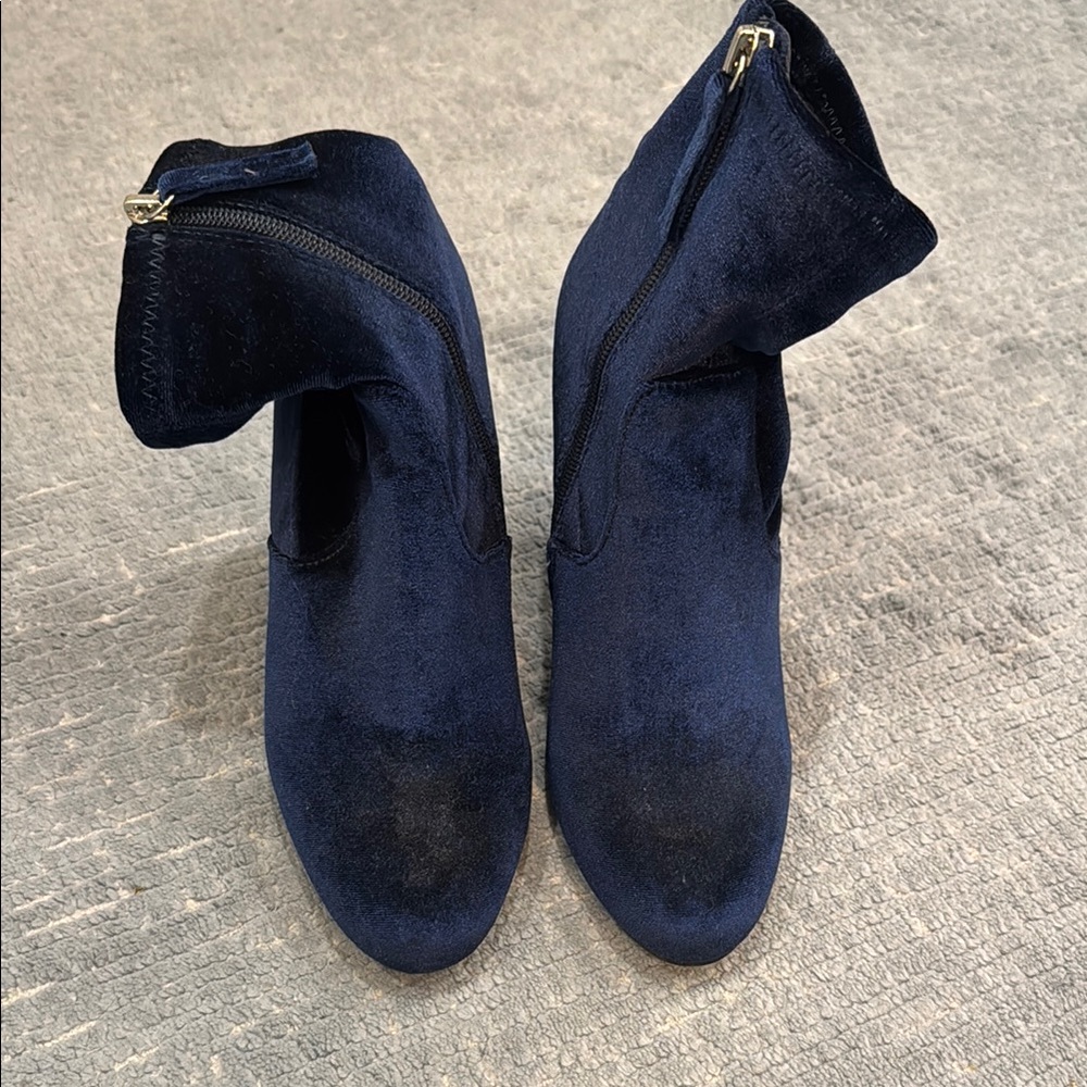 Steve Madden Blue Suede Heeled Boots with Side Zipper